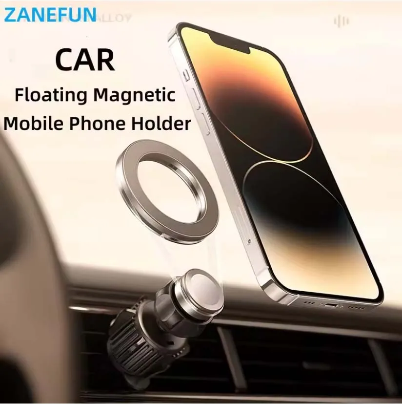 ที่วางโทรศัพท์ในรถยนต์แบบแม่เหล็กลอยได้ – 360 °   แท่นยึดแบบหมุนได้สำหรับโทรศัพท์แอปเปิลและแอนดรอยด์, แดชบอร์ดและที่ยึดกระจกหน้ารถ