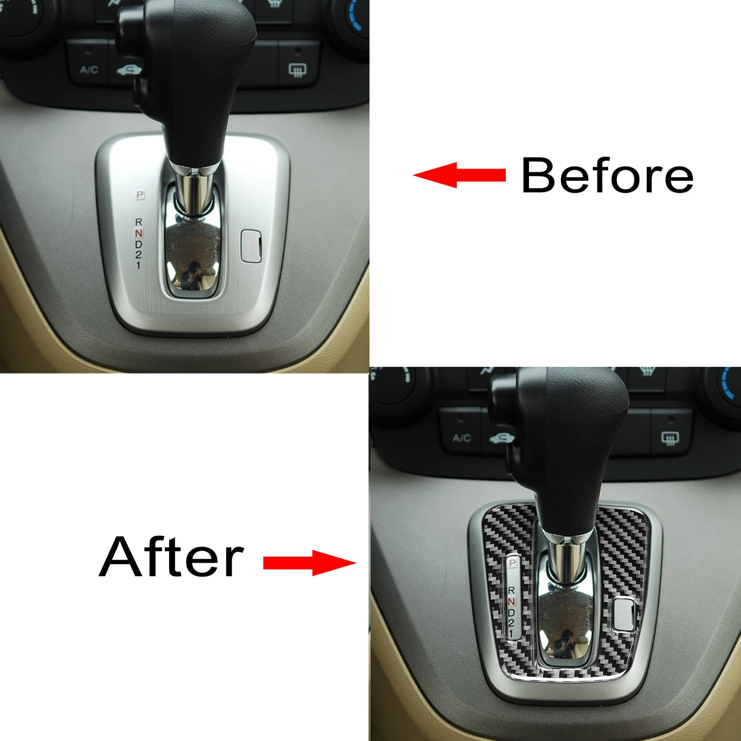 For Honda CRV 2007-2011 Car Carbon Fiber Interior Center Control Gear Shift Panel Frame Cover Protective Trim Pegatinas De Coche