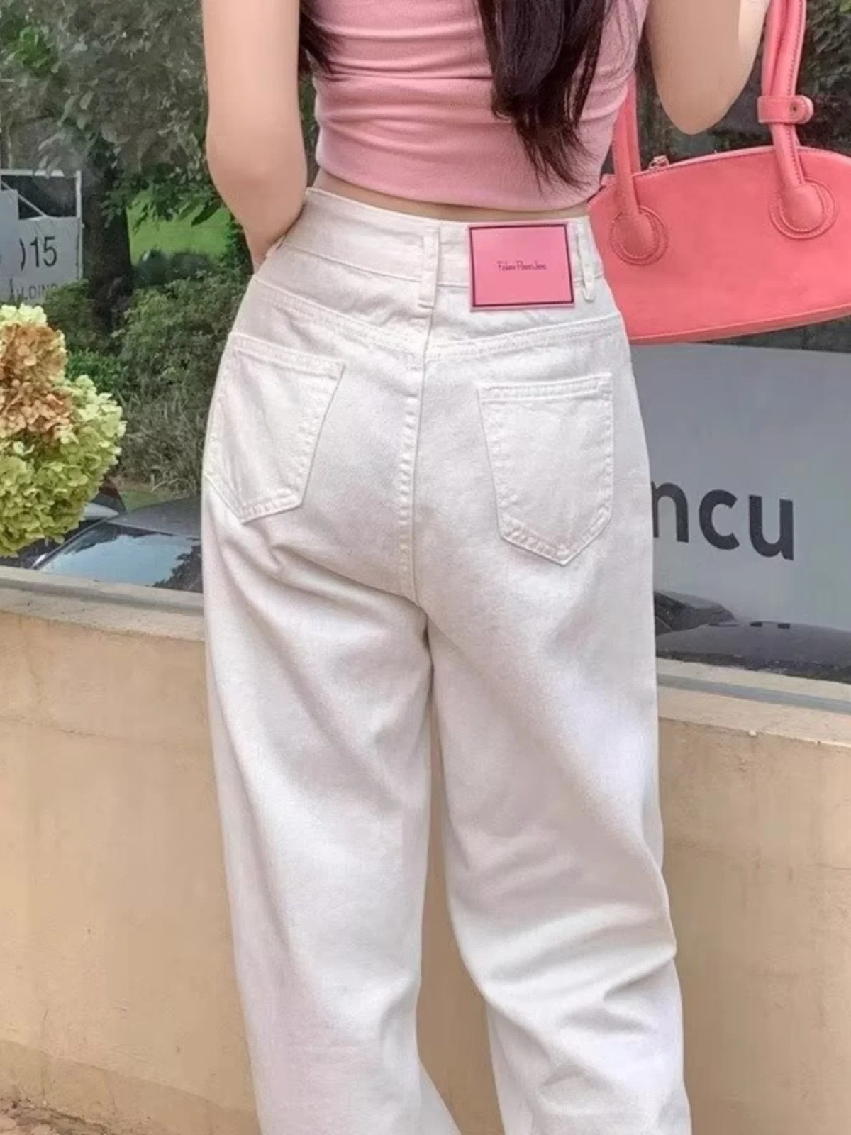 

High Waist Straight Leg White Jeans Women's Summer 2024 New Style Slimming Loose Floor-Length Wide Leg Pants