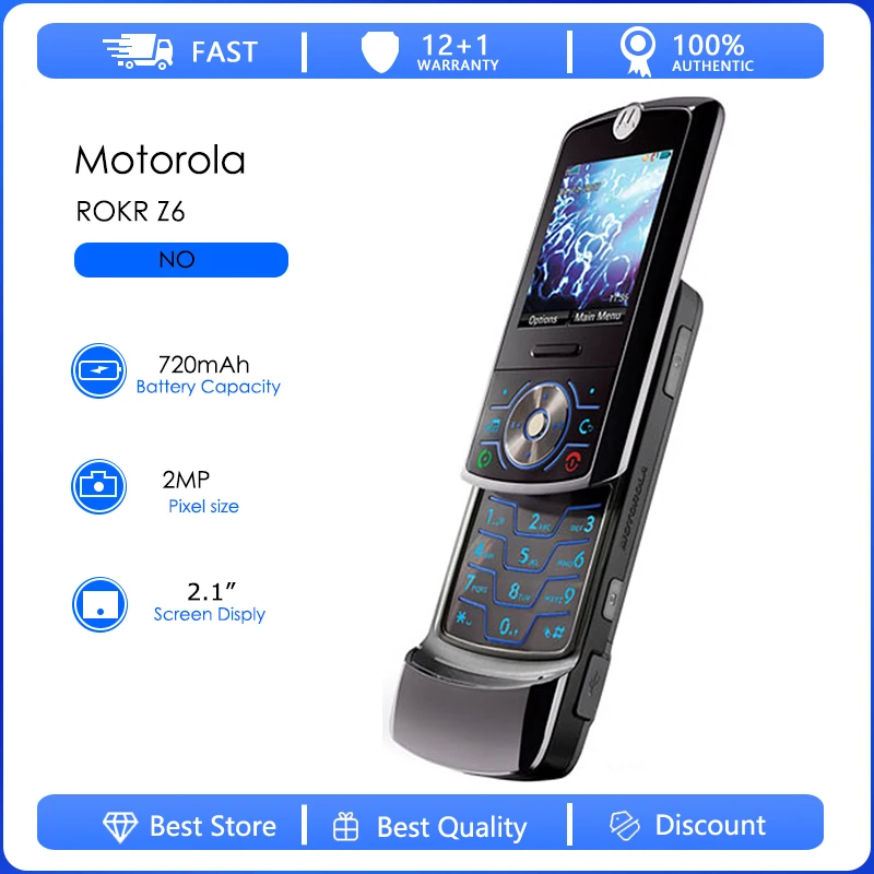 Moteurola ROKR Z6 reconditionn�, batterie d�tachable originale Z6, 720mAh, t�l�phone portable, vente en gros, livraison gratuite