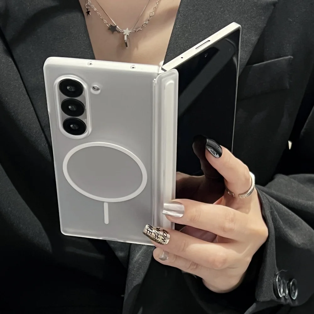 Para Samsung Z Fold 7 funda de teléfono con bisagra magnética mate para Samsung Galaxy Fold7 6 5 4 5G carga inalámbrica cubierta dura a prueba de golpes para PC