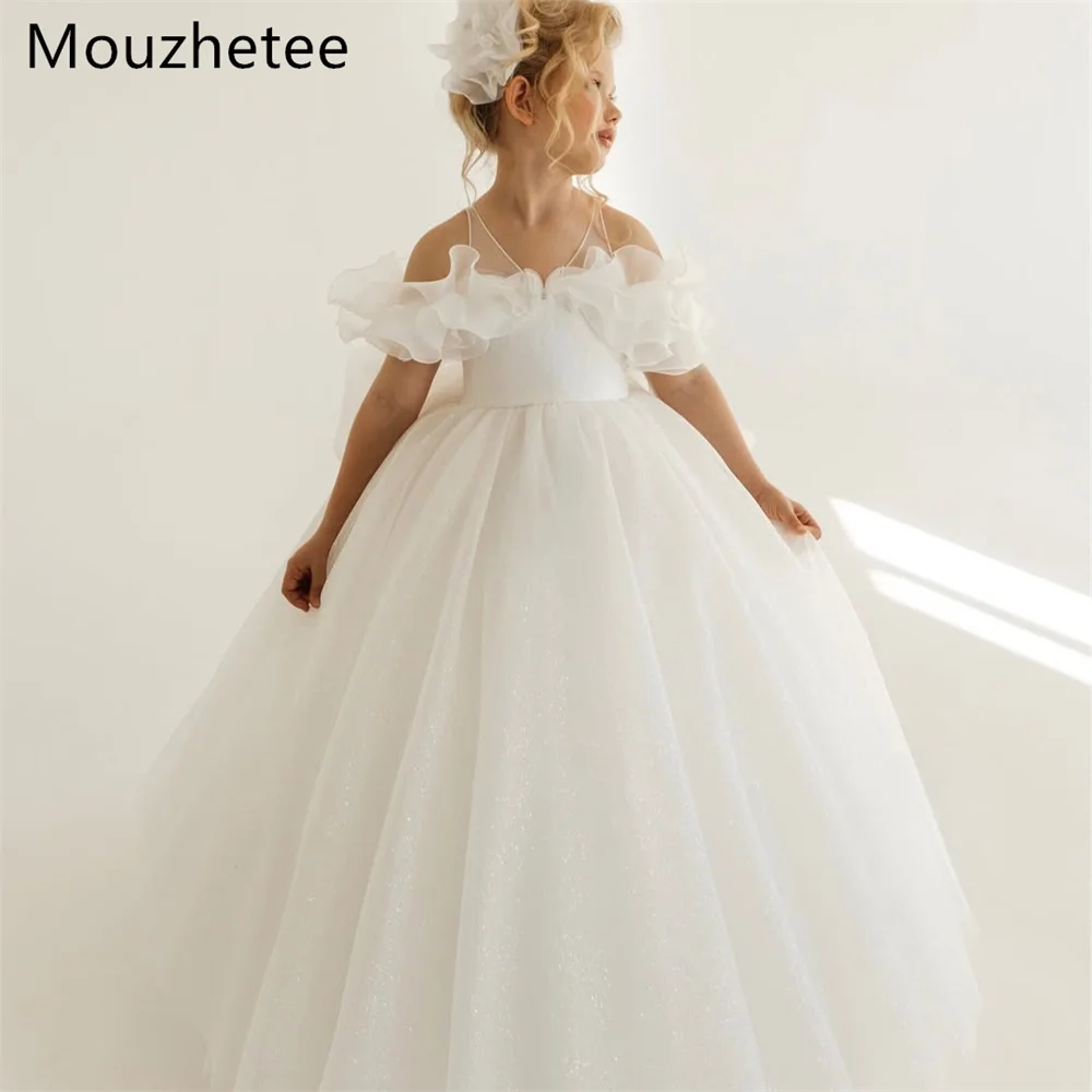 

Booma A-Line Off The Shoulde Shiny Flowers Girl Dresses Wedding Party Dress for Kids Flowers Girls Prom Gowns Customized 2026