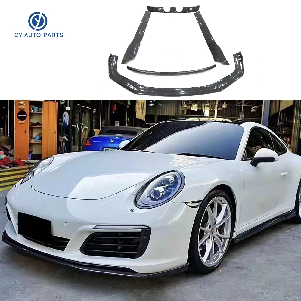 For Porsche 911 991 Carbon Fiber Front Rear Bumper Splitter Lip Rear Bumper Spoiler Side Skirt Body Kit