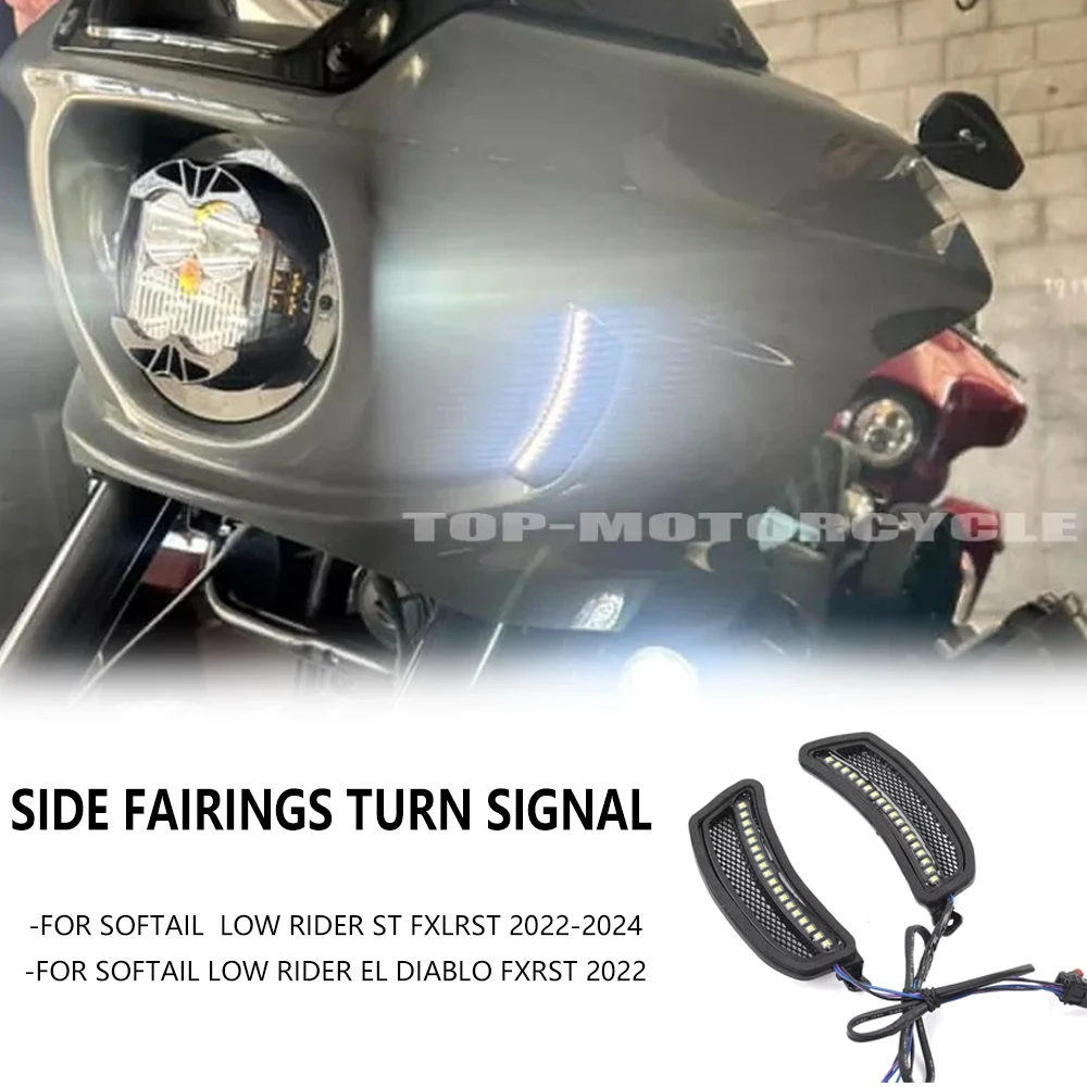 

New Motorcycle A Pair Side Fairings Headlight Mesh Trim Light For Harley Low Rider ST FXLRST 2022-2024 2023