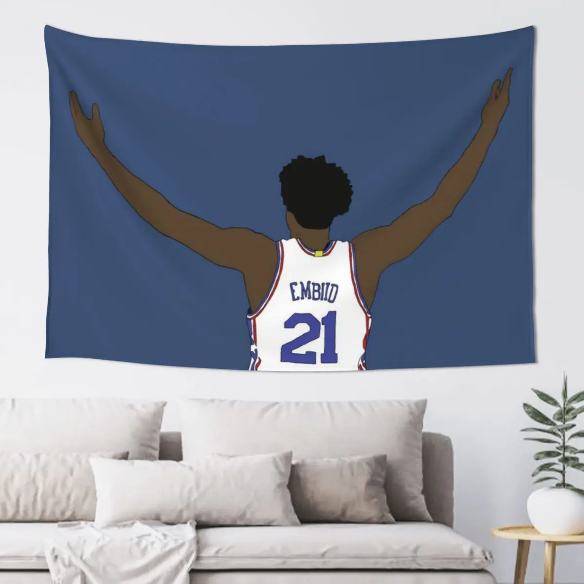 

Joel Embiid Embrace The Crowd Tapestry Wall Hanging Decoration Home House Decor Home Decoration Tapestry