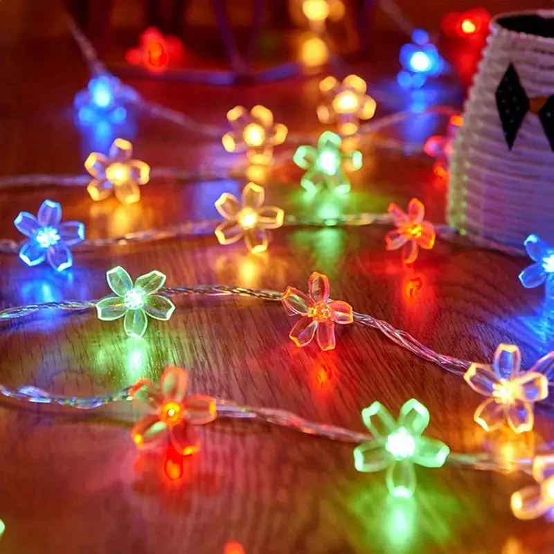 

1PC Flower Fairy Lights Battery Operated String Lights Waterproof 10/20/30/40 LED Cherry Blossom Lights For Patry Wedding Decor