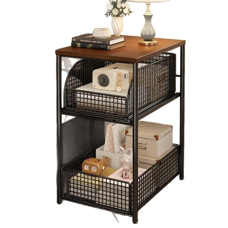 HYS bedside table, household bedroom rack, small artifact replacement, high-end light luxury, small cabinet, removable
