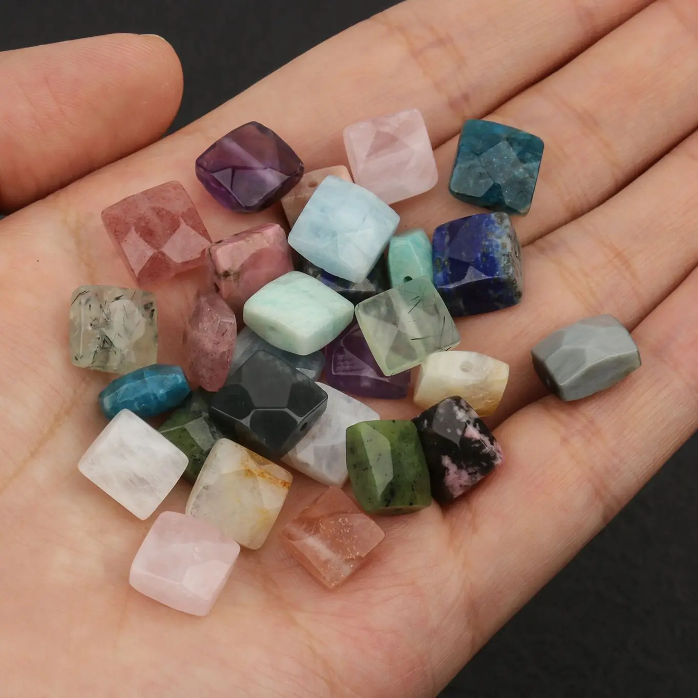 

10x5mm Natural Faceted Square Shape Crystal Jades Lapis Loose Spacer Beads For Jewelry Making Bracelet Earring Necklace