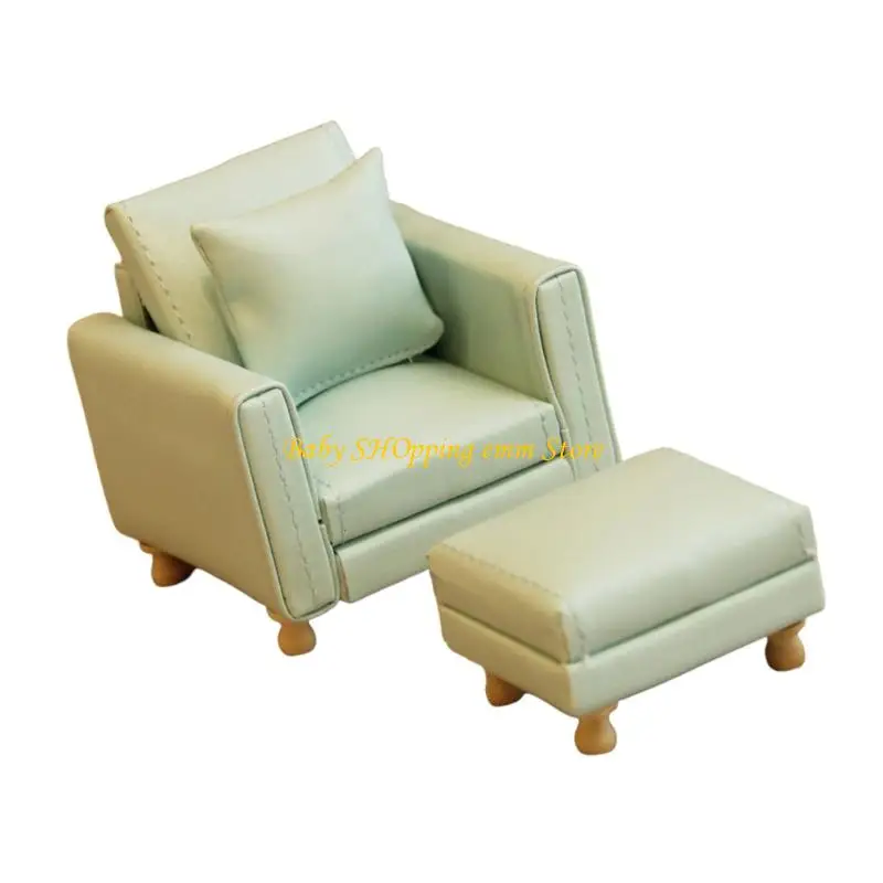 23GD ตุ๊กตา House โซฟาขนาดเล็ก Figurine PU เฟอร์นิเจอร์ห้องนั่งเล่นที่ทันสมัยฉากจอแสดงผล