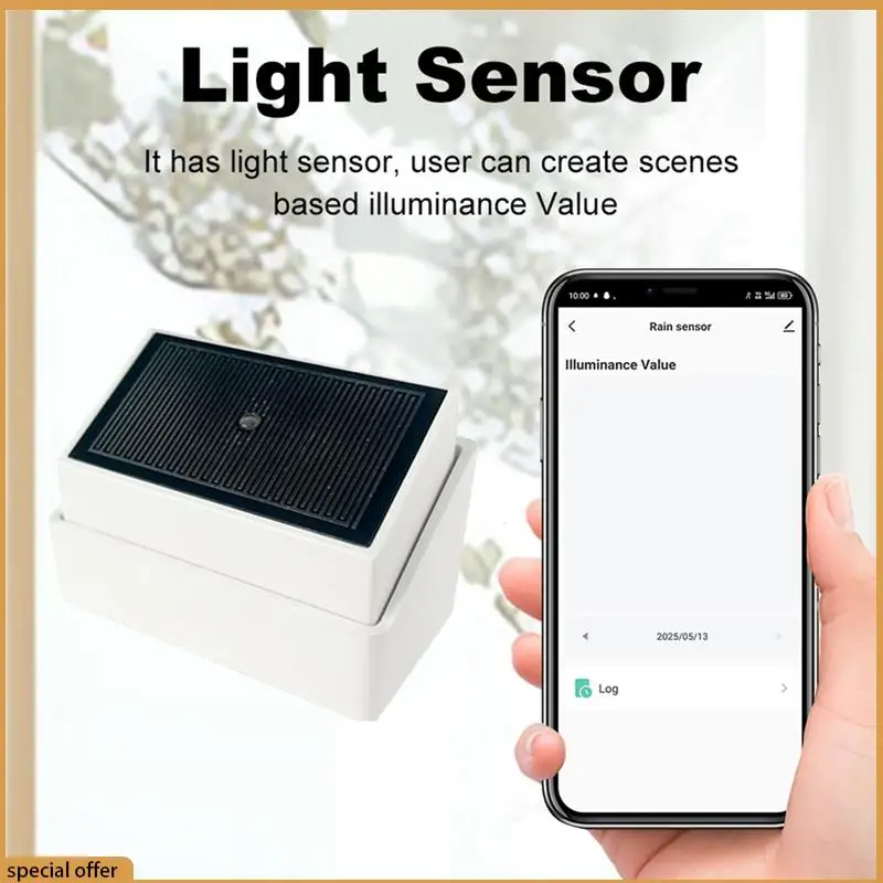 A68Z Tuya Zigbee Rain Sensor 2-In-1 Light Detector Outdoor Waterproof Rain Detector Support Tuya APP Remote Control