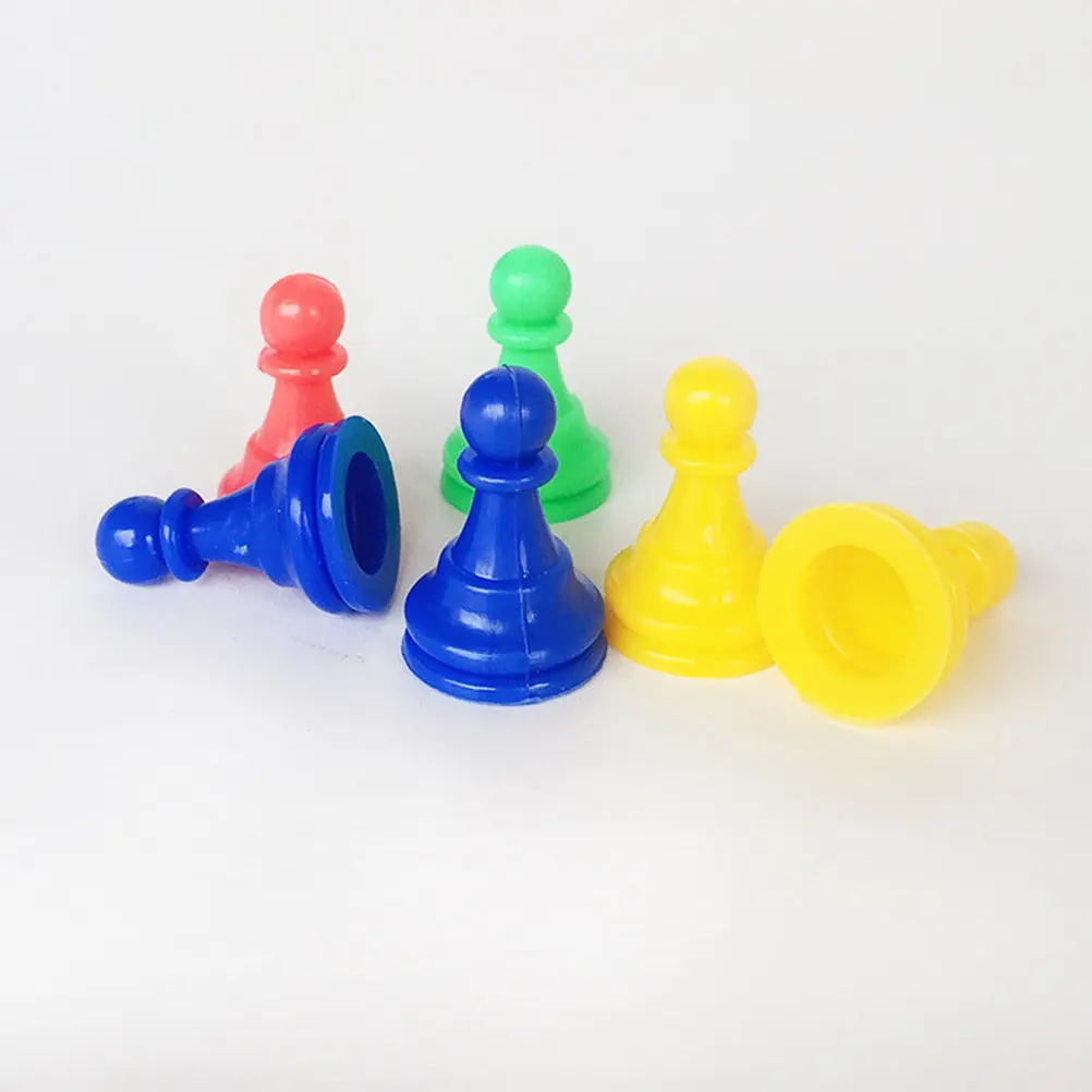 64Pcs Vibrant Plastic Chess Set for Kids Early Learning Board Game Accessories Multicolor Plastic Checker Game