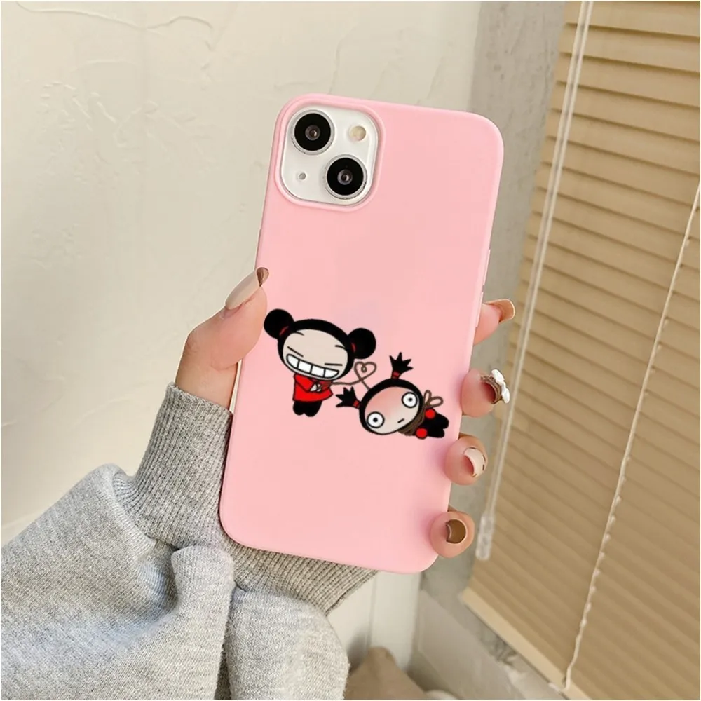 Chinese Doll Pucca And Garu Phone Case For Iphone 11 13 14 Pro Max X Xr Xs Max Se2020 12mini Pink Cover Case