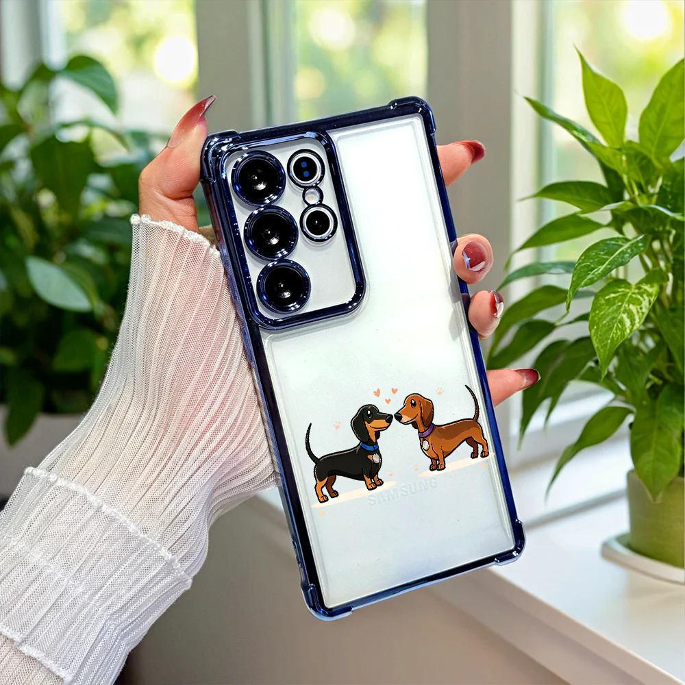 Dachshund Couple Electroplated Anti-Scratch Phone Case For Samsung Galaxy S26 S25 S24 S23 A10S A14 A33 A57 A73