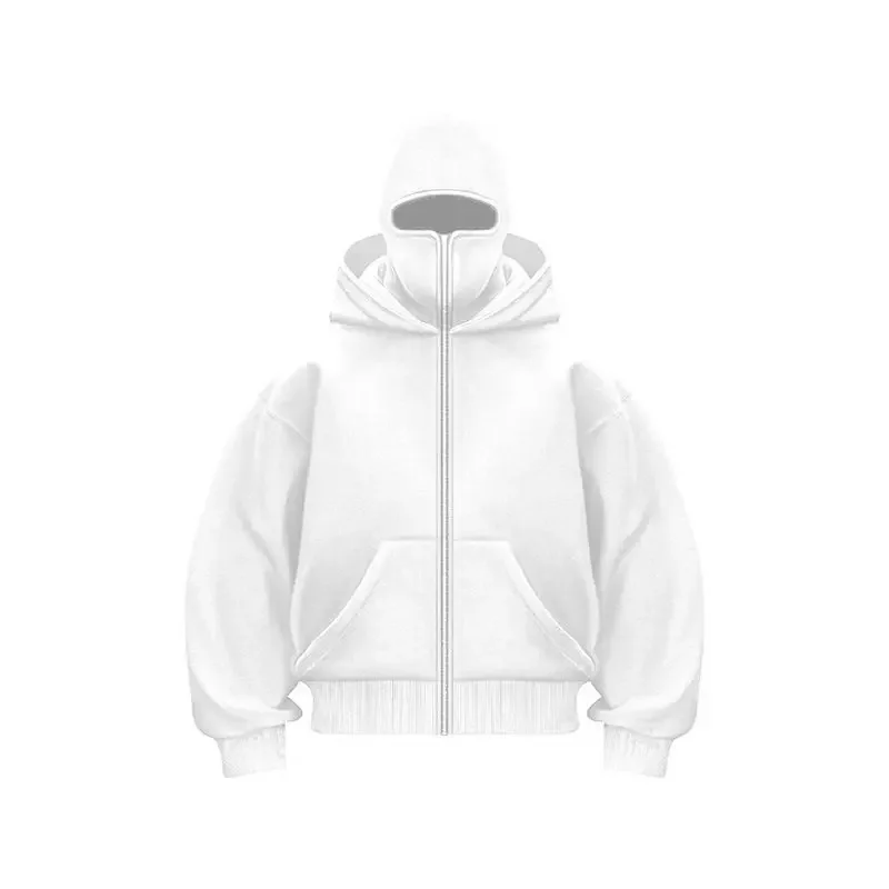 Adult Zipper Hooded Sweatshirt Soft Fleece Jacket With Hoodie Mask Men Women Windbreaker  Casual Outwear Loose Sports Coat Tops image 5