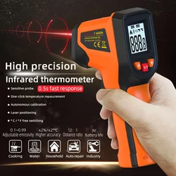 Infrared Thermometer Gun Handheld Heat Temperature Gun Laser Surface Temp Reader IR Thermometer Temp Gun Adjustable Emissivity