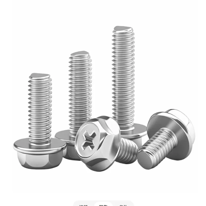 10 stücke M4 M5 M6 Bolzen Edelstahl Schrauben Hexagon Phillips Flansch Kopf Hex Schrauben 304