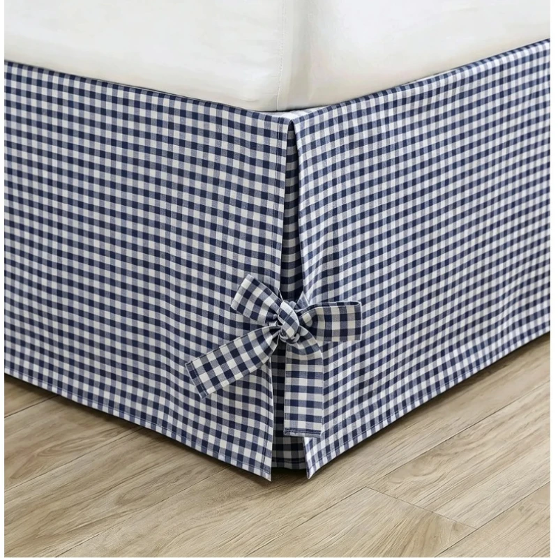 Check Pattern Bed Skirt Standard Size for Twin Full Queen King Bedroom Beds Cover Non-slip Mattress Cover Bedsheet/ Bedspread