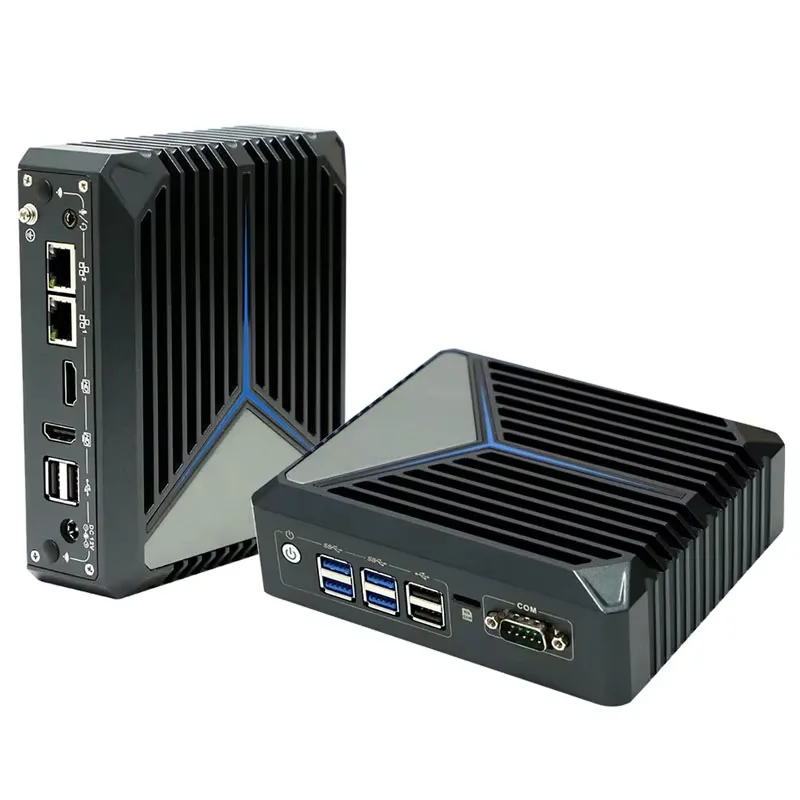 Mini PC senza ventola J6412 2xLAN 8xUSB Dual HD DDR4 3200 MHz PC medica industriale