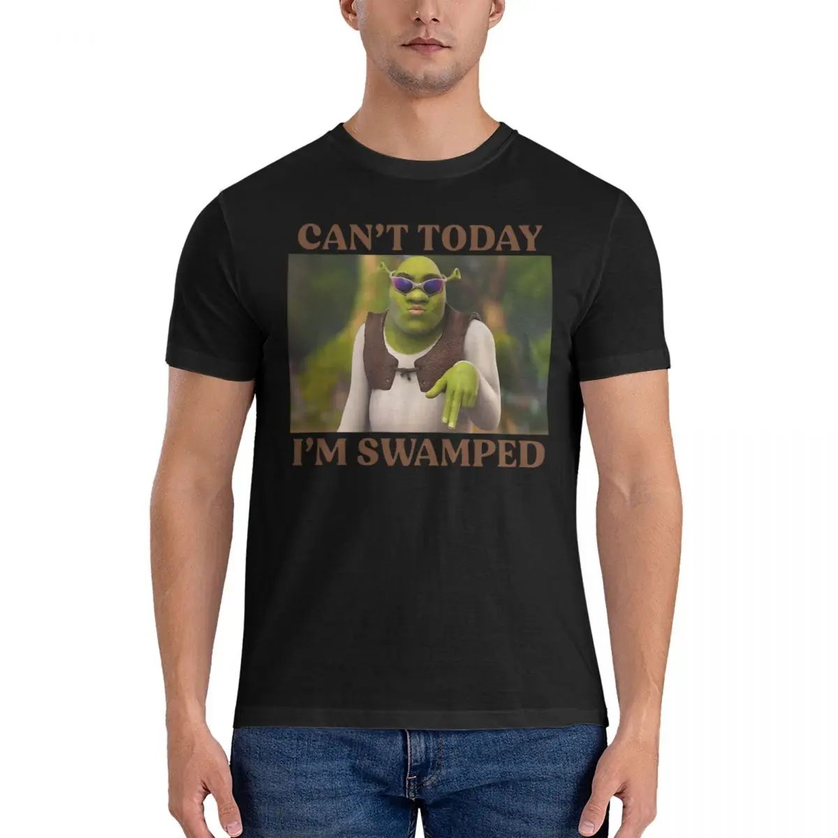 Can't Today I'm Swamped T Shirts Men 100% Cotton Casual T-Shirts Round Neck Shrek Tee Shirt Short Sleeve Clothing 4XL 5XL 6XL