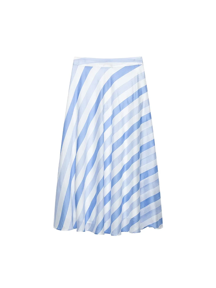 TFMLN Women Vintage Blue Striped Skirt Summer Fashion Trends High Waist A Line Skirt Vacation Casual Female Clothing 2026 - view 2