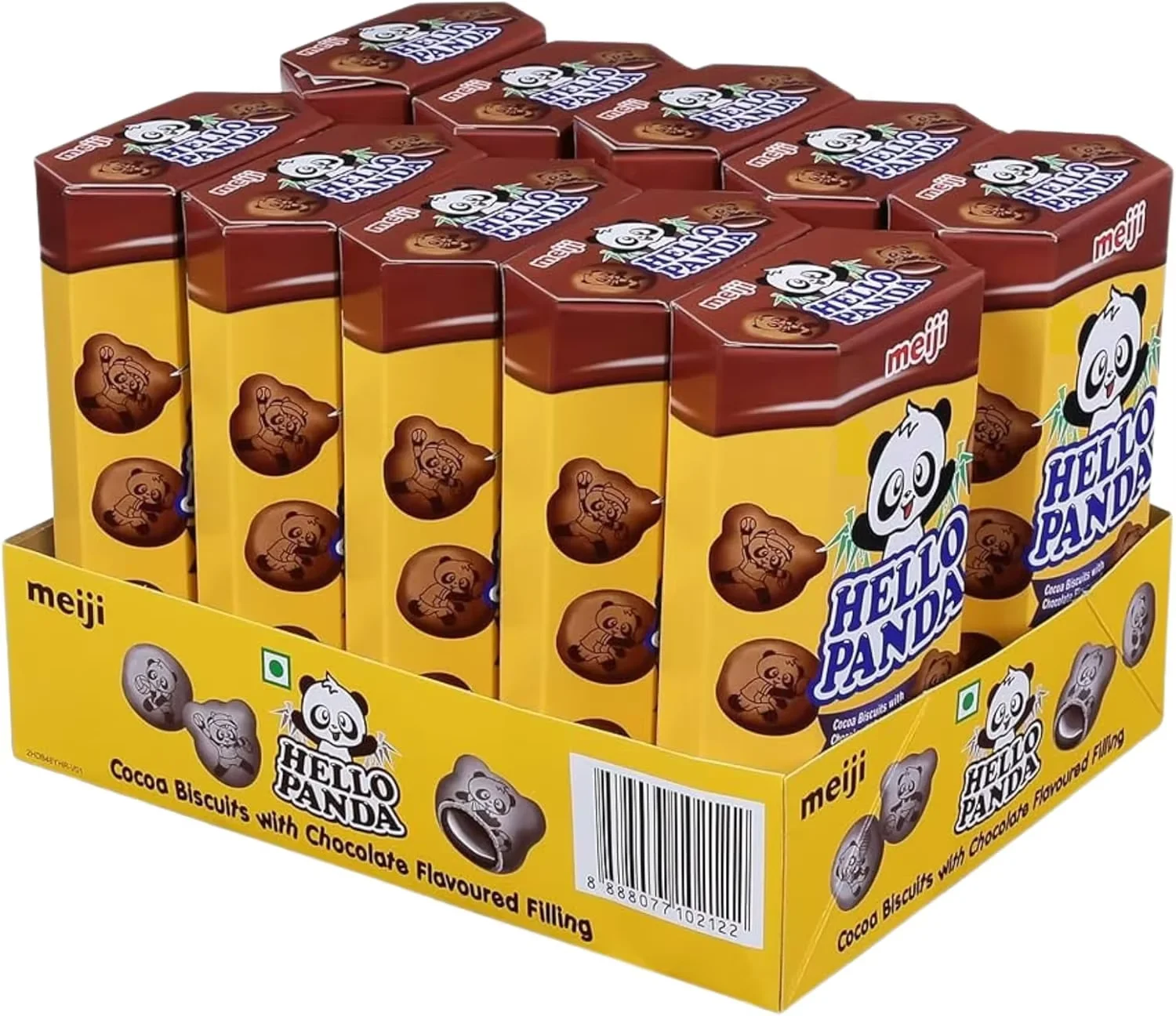 Meiji، Bear - بسكويت على شكل (نكهة الشوكولاتة المزدوجة)، عبوة من 10 قطع، 50 جرام لكل علبة