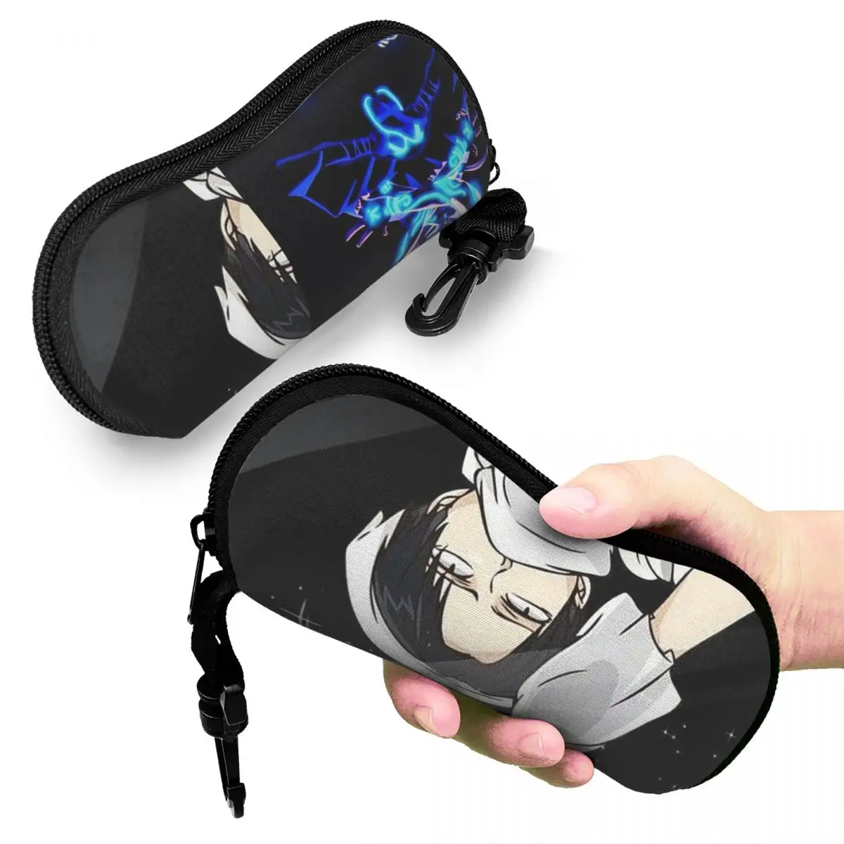 

Levi Ackerman Attack On Titan Shell Glasses Case Portable Sunglasses Box Women Men Soft Eyeglasses Bag Pouch
