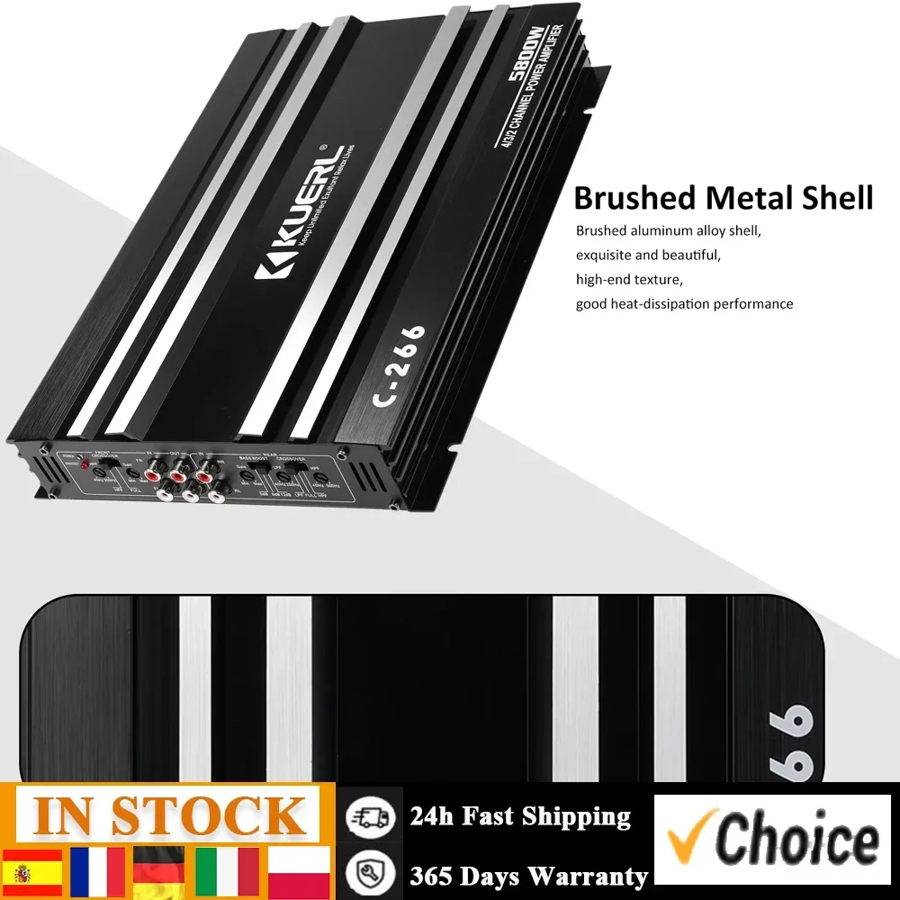 

Автомобильный аудиоусилитель мощности из алюминиевого сплава, 4-канальный усилитель высокой мощности, 5800 Вт, 12,0 В, ультратонкий четырехсторонний усилитель мощности класса A/B