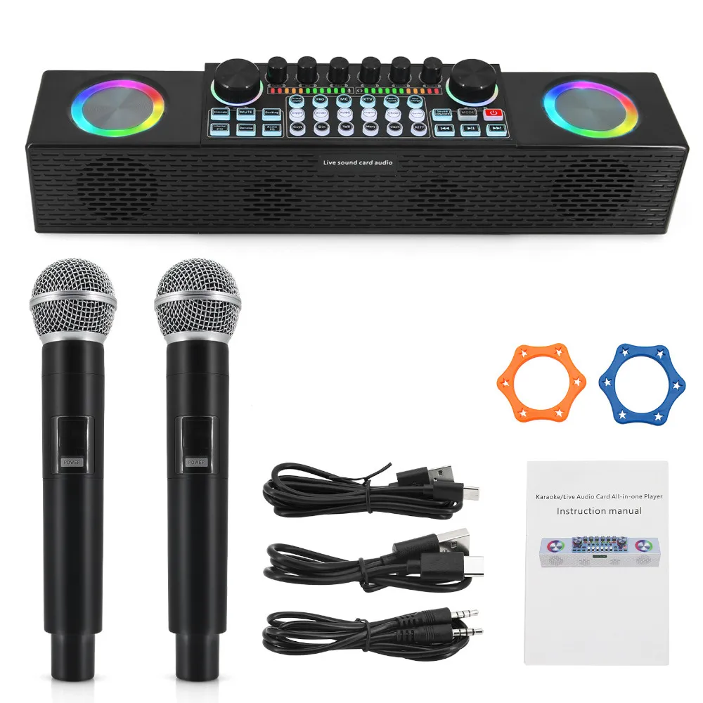 

SY6 Wireless Live Singing Speaker Sound Card Audio All-in-one Family Outdoor Karaoke Machine Bluetooth-compatible sound system