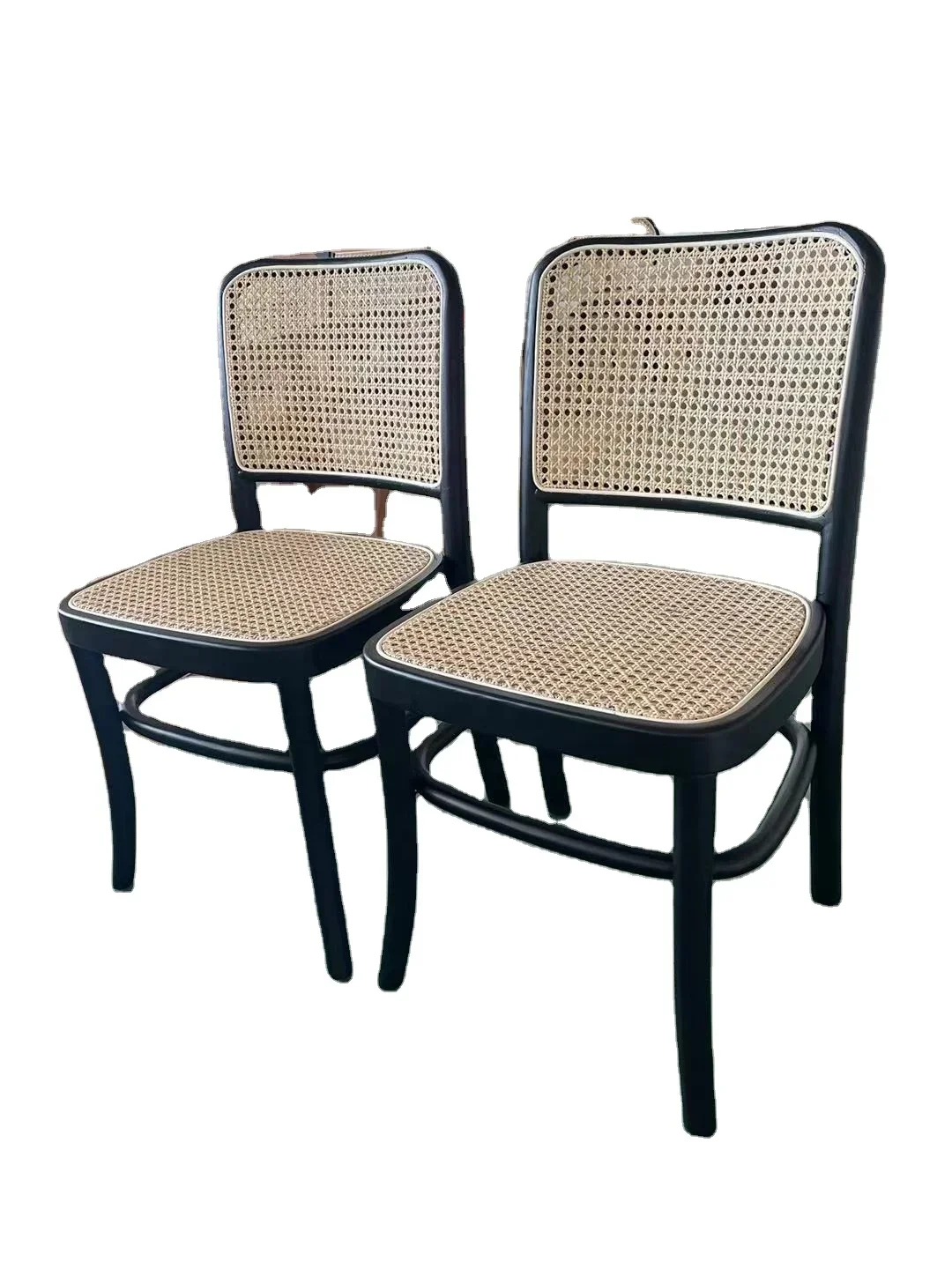 

'Light Luxury Natural Rattan Wooden Cafe Chair - Modern Dining Chair for Medieval Style Restaurant Furniture
