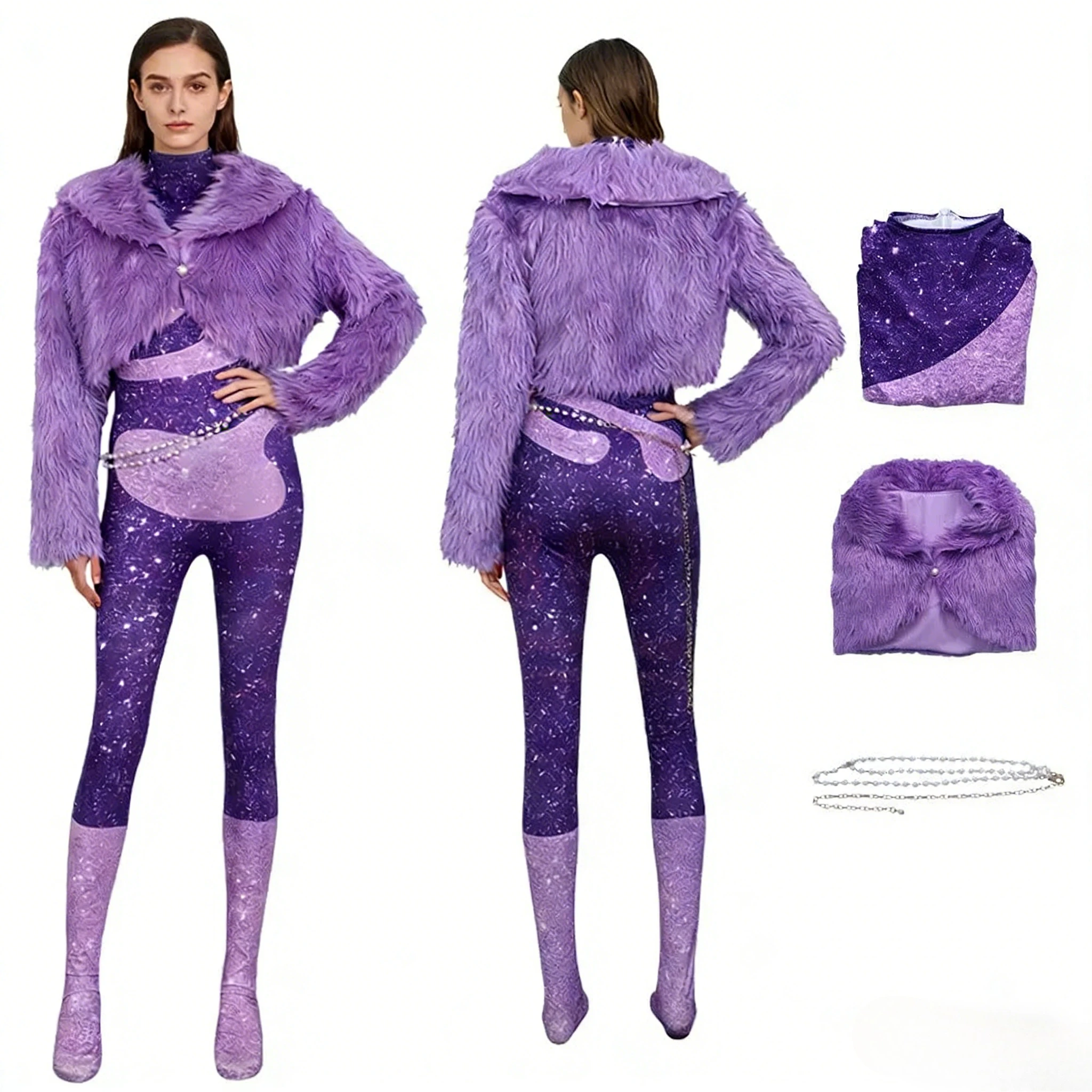 Disfraz de Peluche de Gazelle Morado de la Película de Dibujos Animados Zoo 2, Chaqueta de Cosplay para Mujeres y Niñas, Disfraz de Halloween y Navidad
