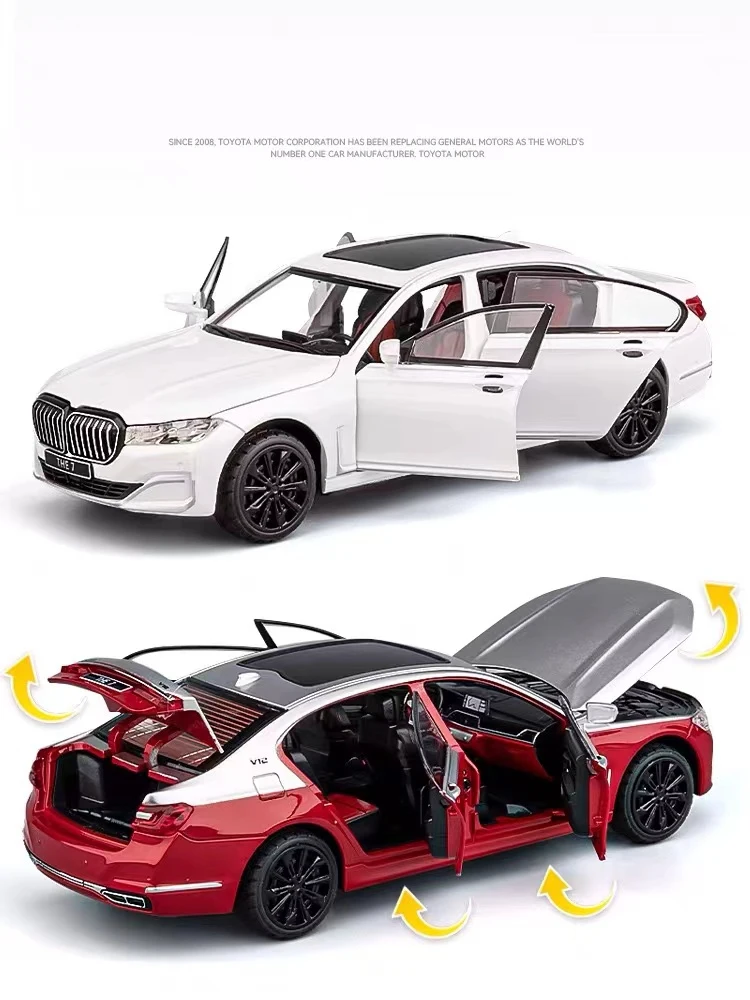 BMW 760 progression 7 Limousine Alliage Diecasts et véhicules jouets, modèle de voiture, son et lumière, nervure arrière, jouet, ornement pour enfant, cadeau, 1:24