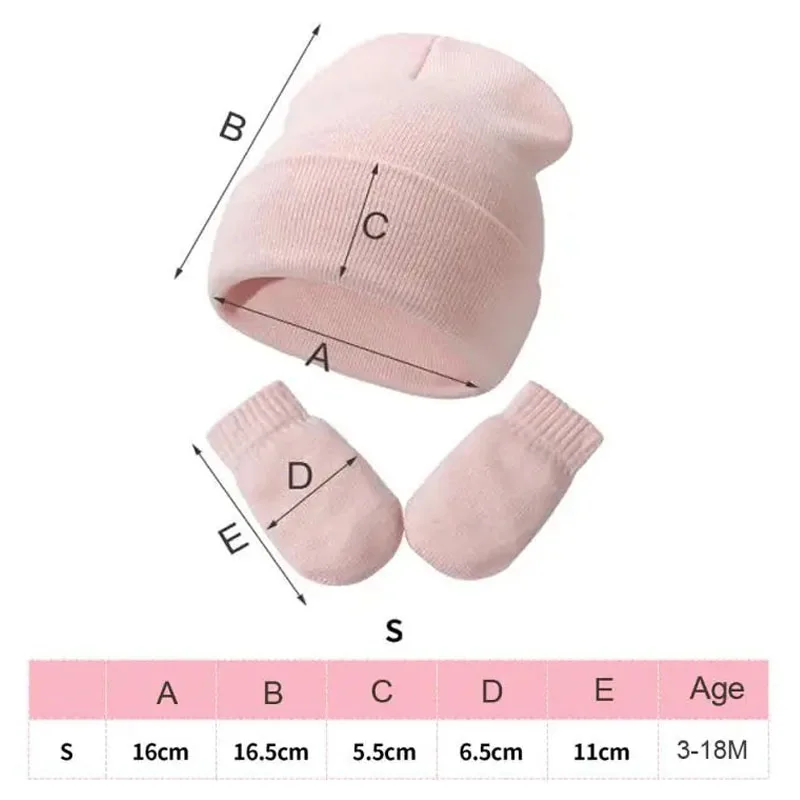 Winter Warm Hat Gloves Set Toddler Solid Color Kids Knit Bonnet for Boys Girls Baby Fall Cap Newborn Infant woolen Beanies hats