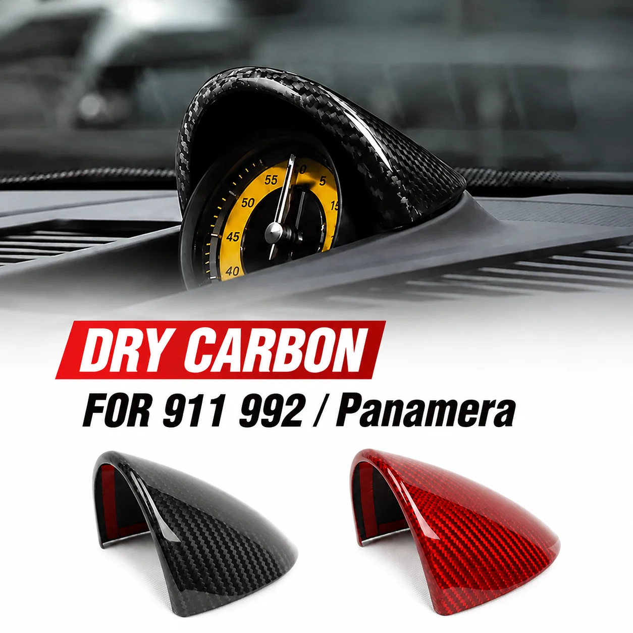 For Porsche 911 992 / Panamera 2017-2023 Real Dry Carbon Fiber Interior Dashboard Gauge Pod Clock Trim Cover Add Accessories