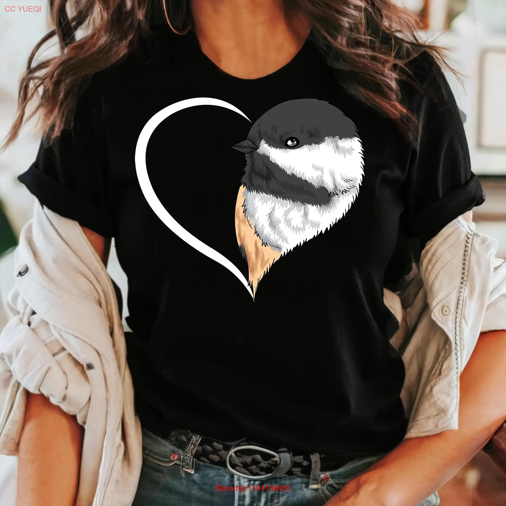 Chickadee T Shirt Women s Girls For Kids Cute HearT long or short sleeves