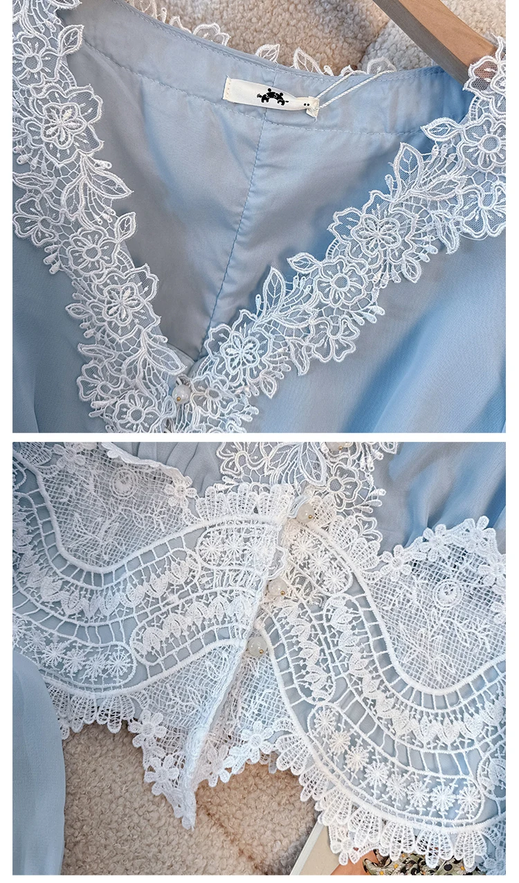 ชุดเซ็ตสองชิ้นสไตล์วินเทจสุดหรู คอวี แต่งลูกไม้ แขนยาว แนวแฟรี่คอร์ เหมาะสำหรับงานกลางคืน แฟชั่นไฮสตรีท ไซส์พลัส