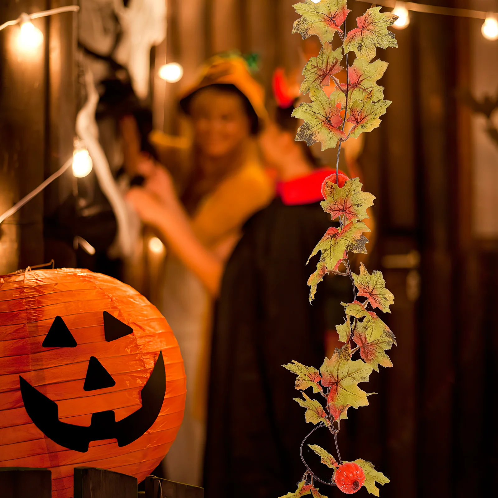 

Simulation Maple Leaf Pumpkin Rattan Garland Fall Decor For Home Living Room Thanksgiving Halloween Party Decoration