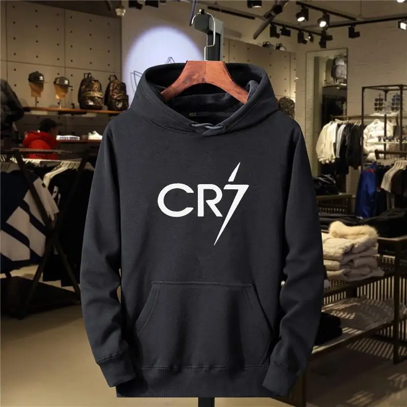 2024 Men\'s and Women\'s Casual Sports CR7 Printed Loose Fashion Casual Long sleeved Pullover Fleece Casual Sports Hoodie Top