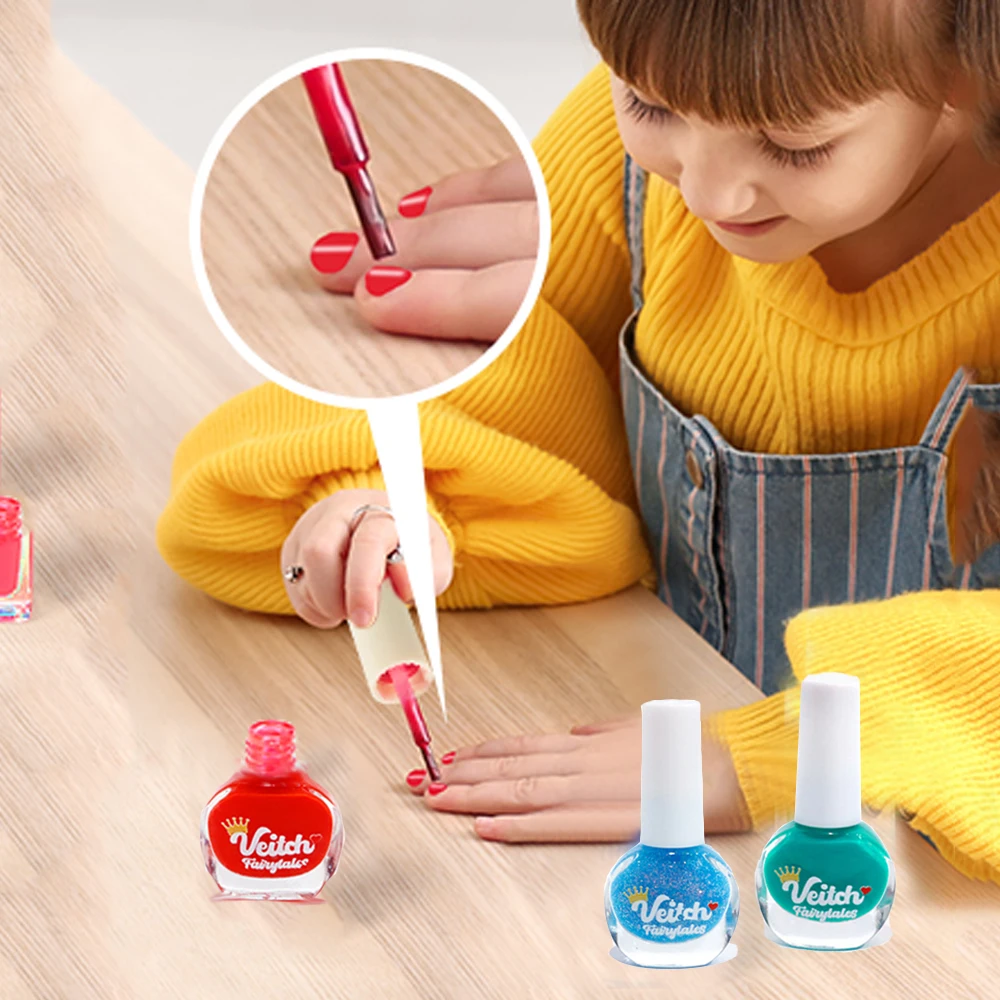 Nail Polish Set Non Toxic Kids Nail Polish Kit Water-Based Quick-Dry Peel-Off DIY Nail Art Kit Gifts for Halloween Christmas image 3