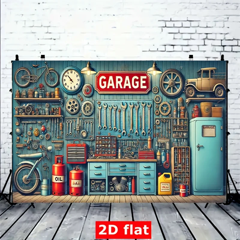 Vintage Garage Tools Workbench Retro Sign 2D Flat Tapestry Backdrop For Man Cave Decor Mechanic Workshop Wall Hanging Art