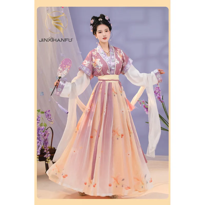 JINXIHANFU Pakaian Tradisional Cina Desain Asli Kostum Peri Tari Wanita Cosplay Hanfu Wanita Hanfu