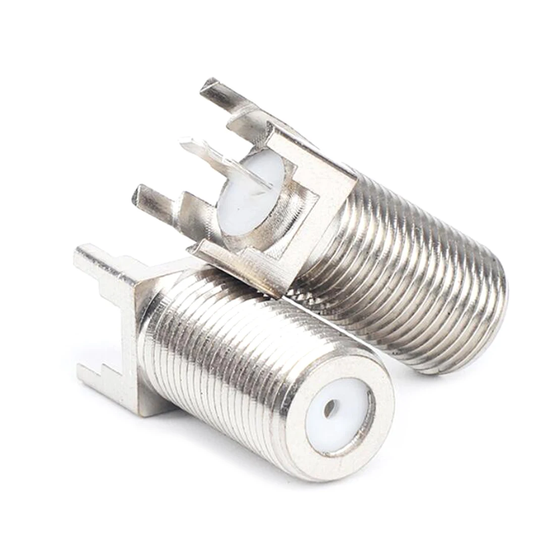 

2pcs F Type Female Jack RF Connector Straight PCB Mount Nickelplated Soldered NEW