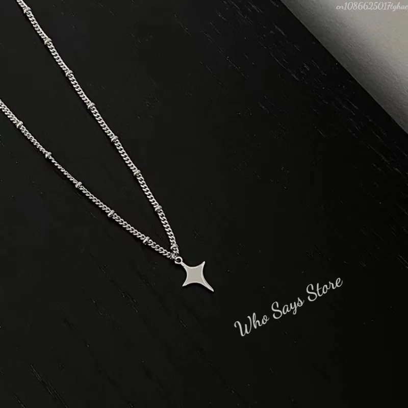 2026 العصرية أربعة نجوم مدببة الجوف المختنق قلادة قلادة الرقبة مجوهرات اكسسوارات النساء الرجال سلسلة قلادة Biyujuеzia #6