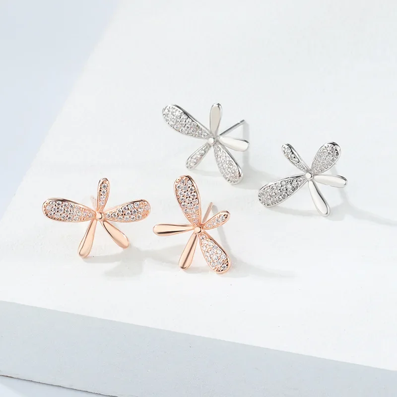 Flower Earrings Piercing Korean Style 925 Sterling Silver Pink Floral Stud Child Jewelry For Girls Original Woman Gift Accessory