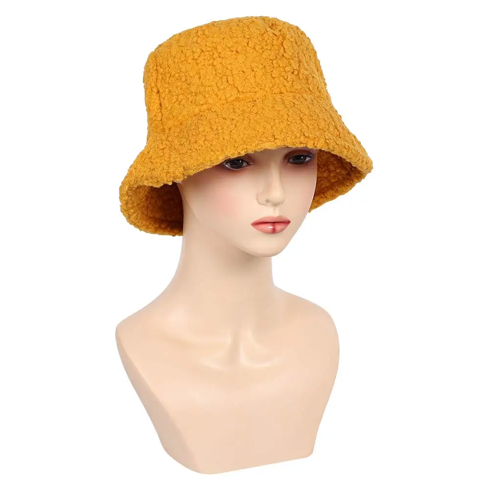 Zoey Kpop Demon Hunter Cosplay Yellow Lamb Fleece Fisherman Hat Cap for Women Girls Movie Costume Accessories Halloween Carnival - Image 3
