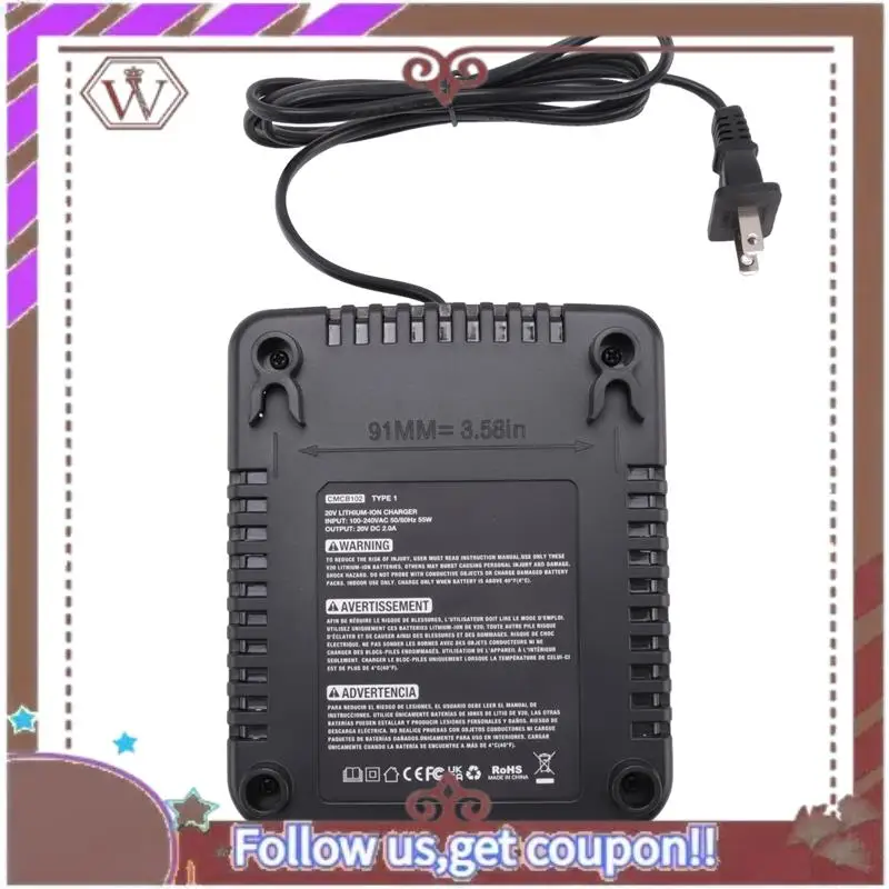 ABBG-For CRAFTSMAN 20V 2A Li- Battery Charger CMCB102 Rechargeable Power Tool Lithium Battery Charger Dual USB