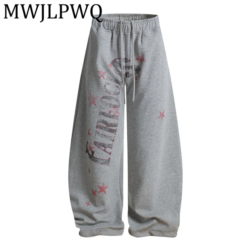 

MWJLPWQ Повседневные мужские брюки со звездным граффити Scimitar, модный американский нишевый дизайн, свободные широкие брюки длиной до пола