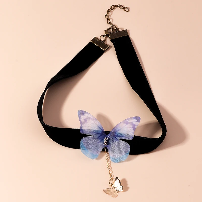 Aihua Heißer Verkauf Nettes Mädchen Schwarz Samt Spitze Schmetterling Blume Choker Halskette Sexy Loli JK Student Schlüsselbein Hals Kette Schmuck – Detail 38