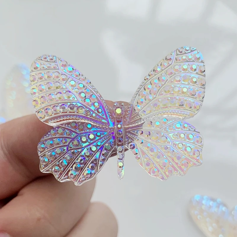 32*43mm DIY Bling Butterfly Crystal AB Resin Rhinestone Flatback Cabochon Stone DIY Wedding Decoration Crafts  -16W182