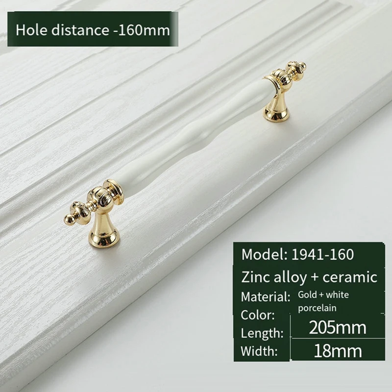 주방 손잡이 아치 손잡이, 찬장 손잡이, 가구 세라믹 손잡이, 흰색 빈티지 아연 합금 문짝 손잡이, 2 개