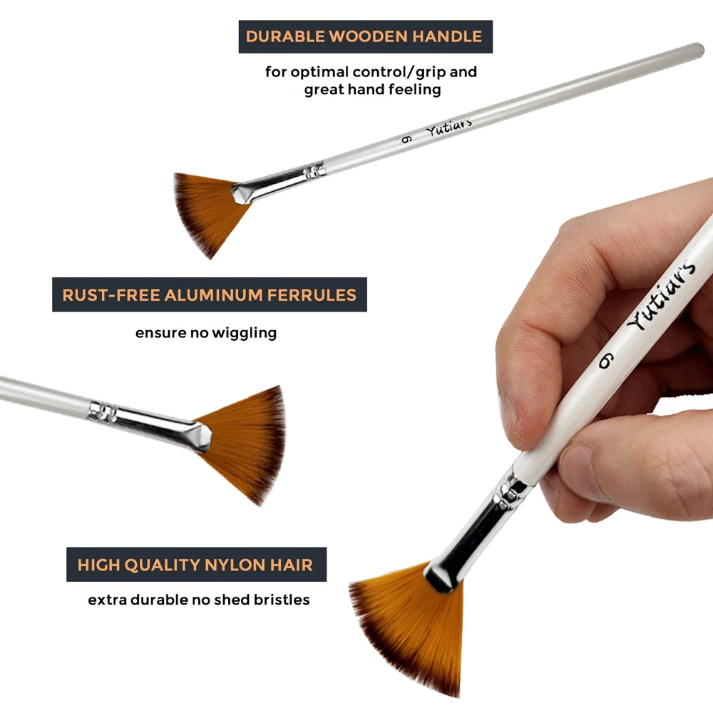 12 ピースナイロン毛ブラシセット、ナイロンフラットブラシ水彩ブラシオイルペイントブラシアーティストアマチュアアクリル絵画用